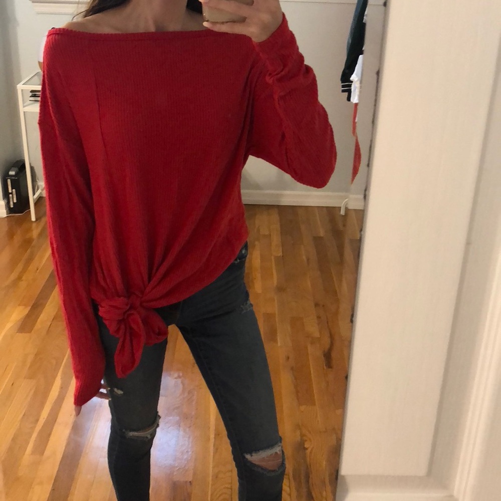 NWT Harlowe & Graham Tie Fleece Top